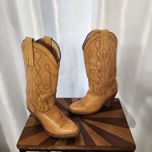 Vintage Frye Tan Leather Western Boots
